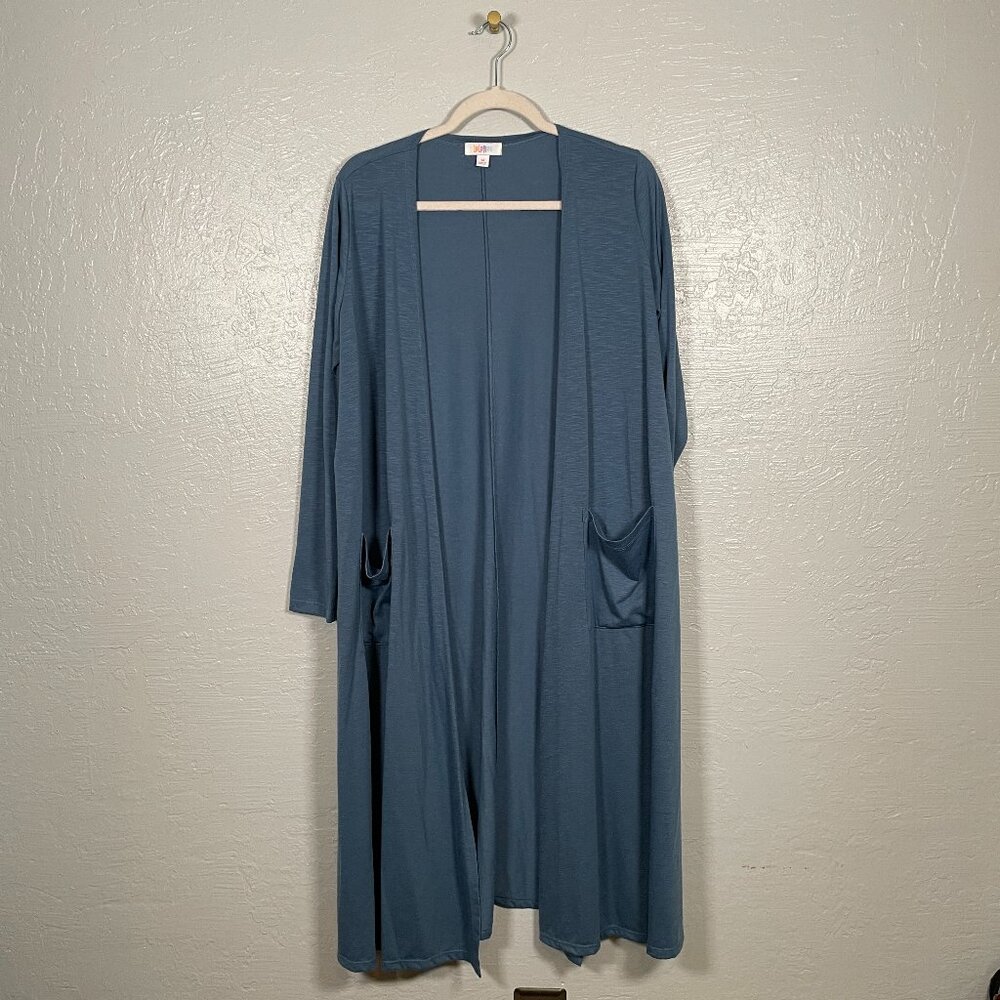 Lularoe Size M Blue Slub Knit Lightweight Sarah Duster Cardigan Sweater